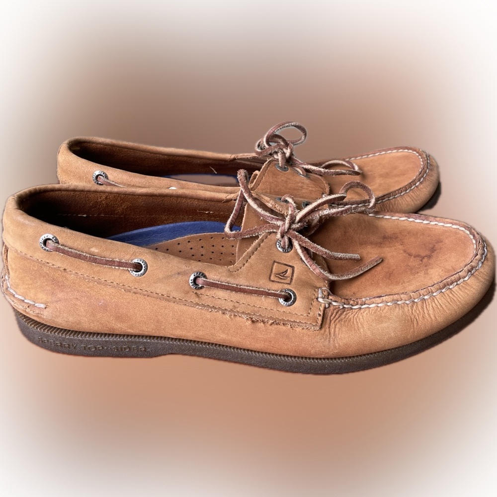 Sperry Top-Sider Men's 11.5 Light Brown / Tan Leather Slip-On Shoes